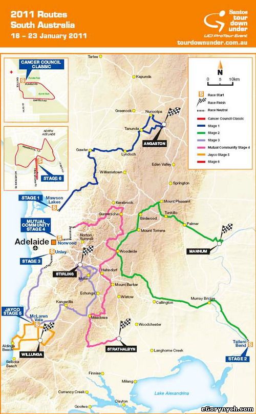 карта Tour Down Under 2011